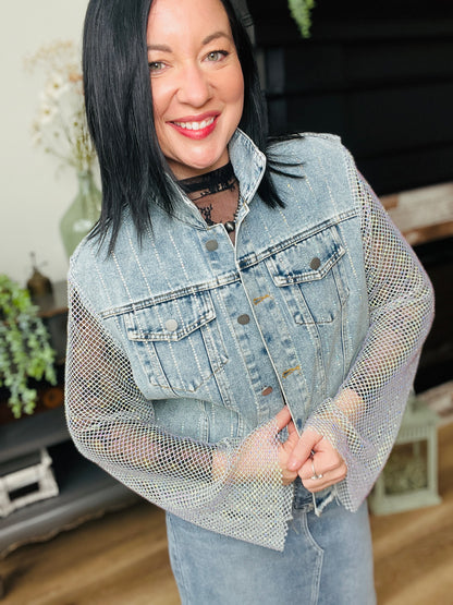 Rhinestone Gypsy Groove Jacket - Denim