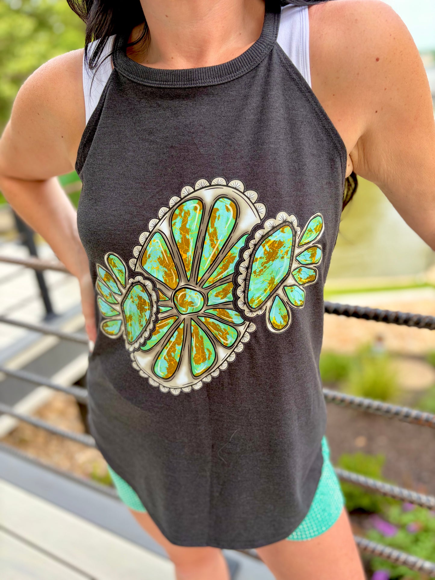 Turquoise Drop Tank Top