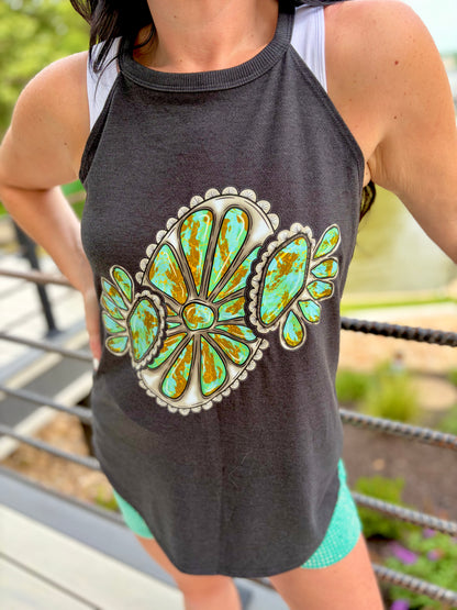 Turquoise Drop Tank Top