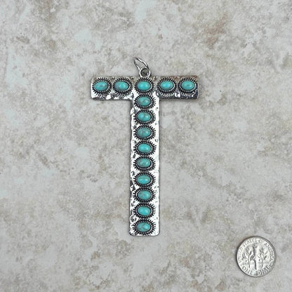 Western Faux Turquoise Initial Pendant