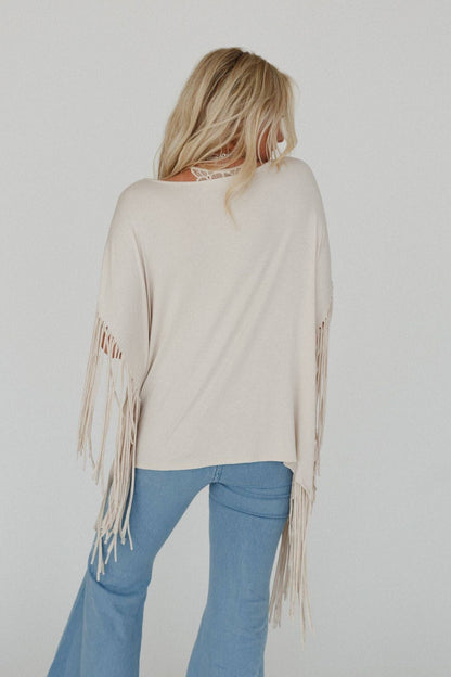 Boho Darlin Fringe Top - Oat