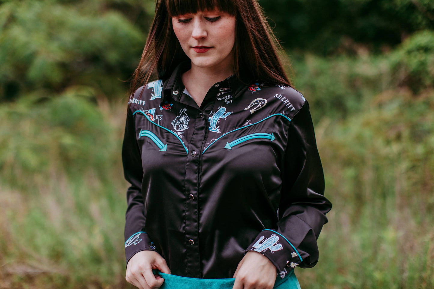 Crystal Gayle Satin Yolk Top