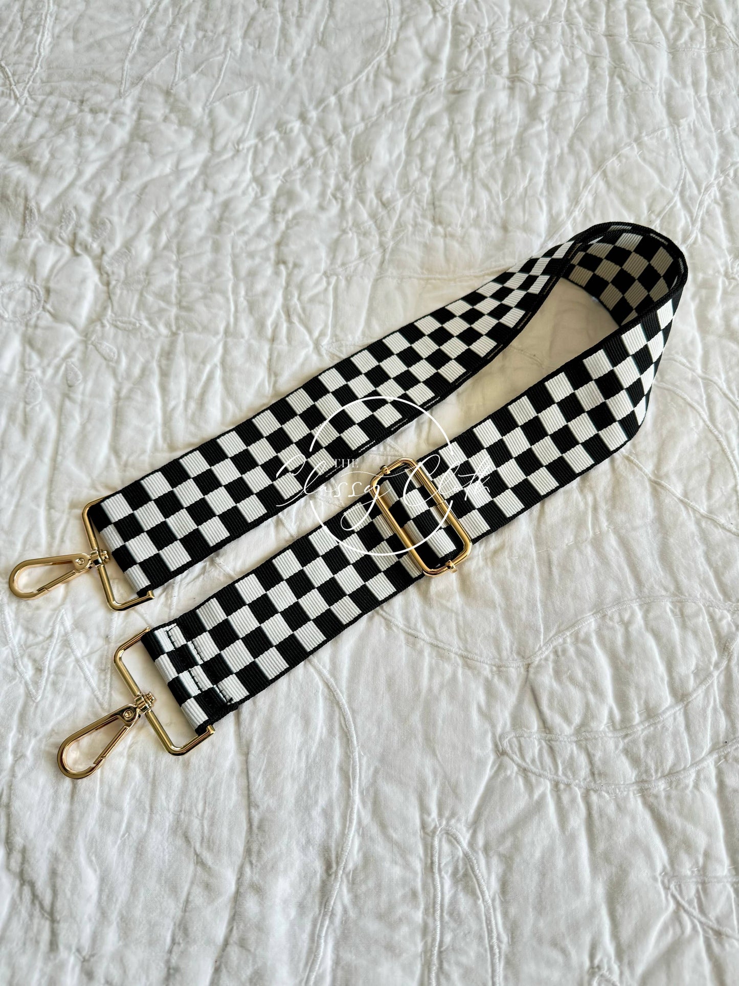 Black Checkered Crossbody Strap