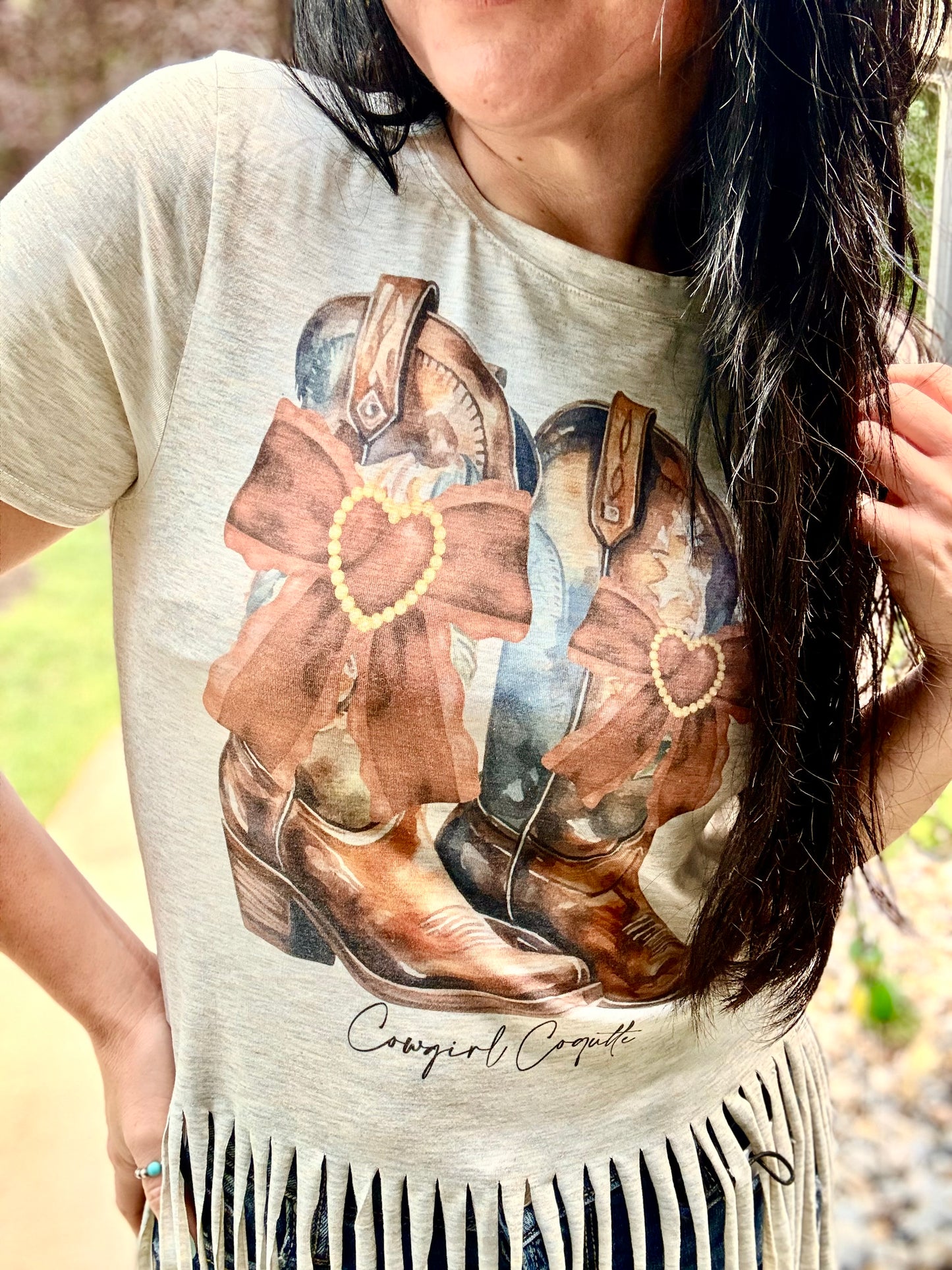 Boots & Bling Fringe Tee