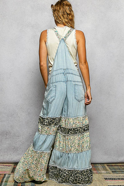Boho Patchy Denim Overalls