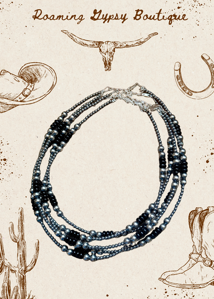 Sterling Silver Pearl & Black Onyx Necklace – 15" Plus Extender