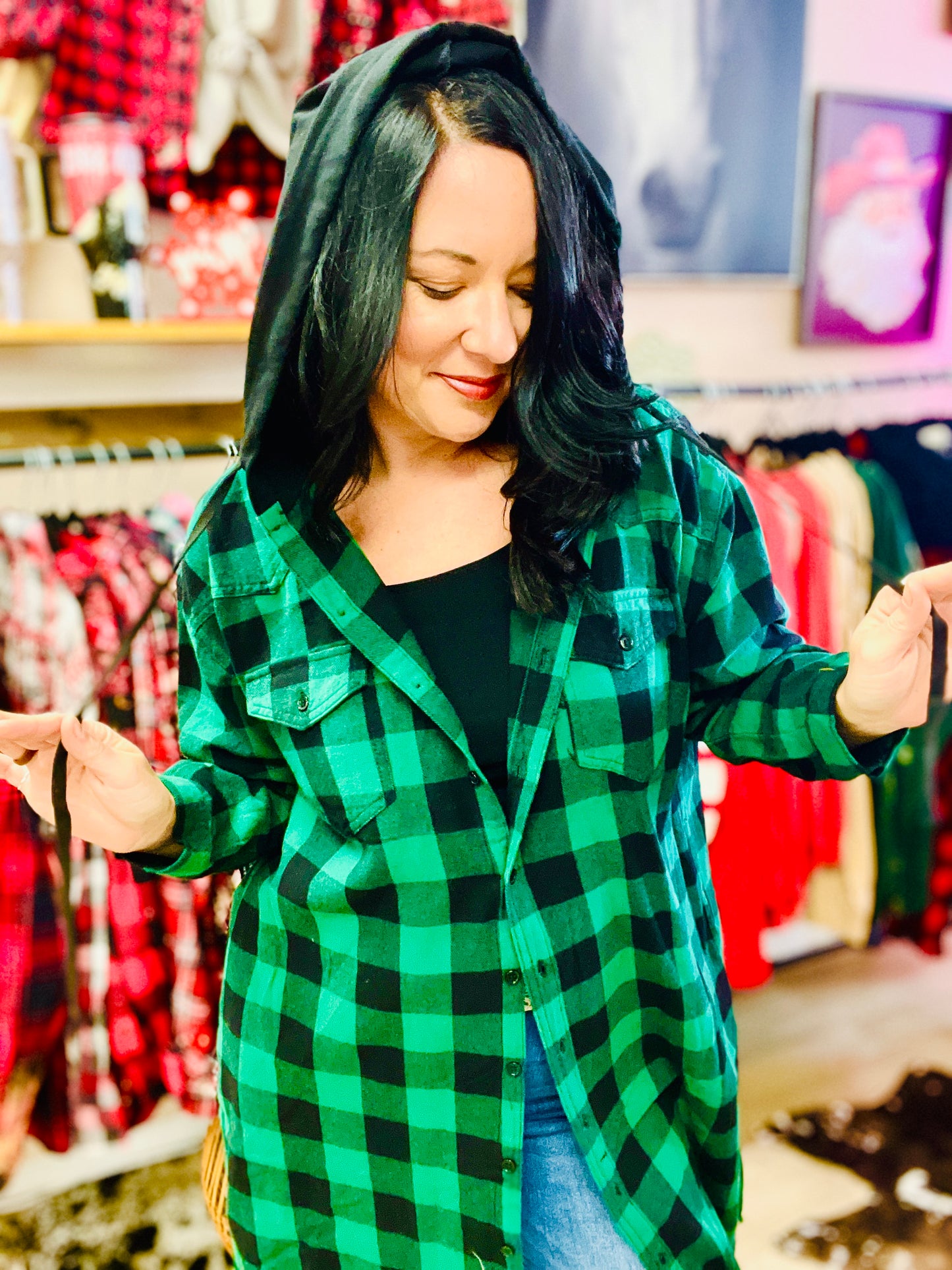 Gypsy Fresh Plaid Hooded Shacket
