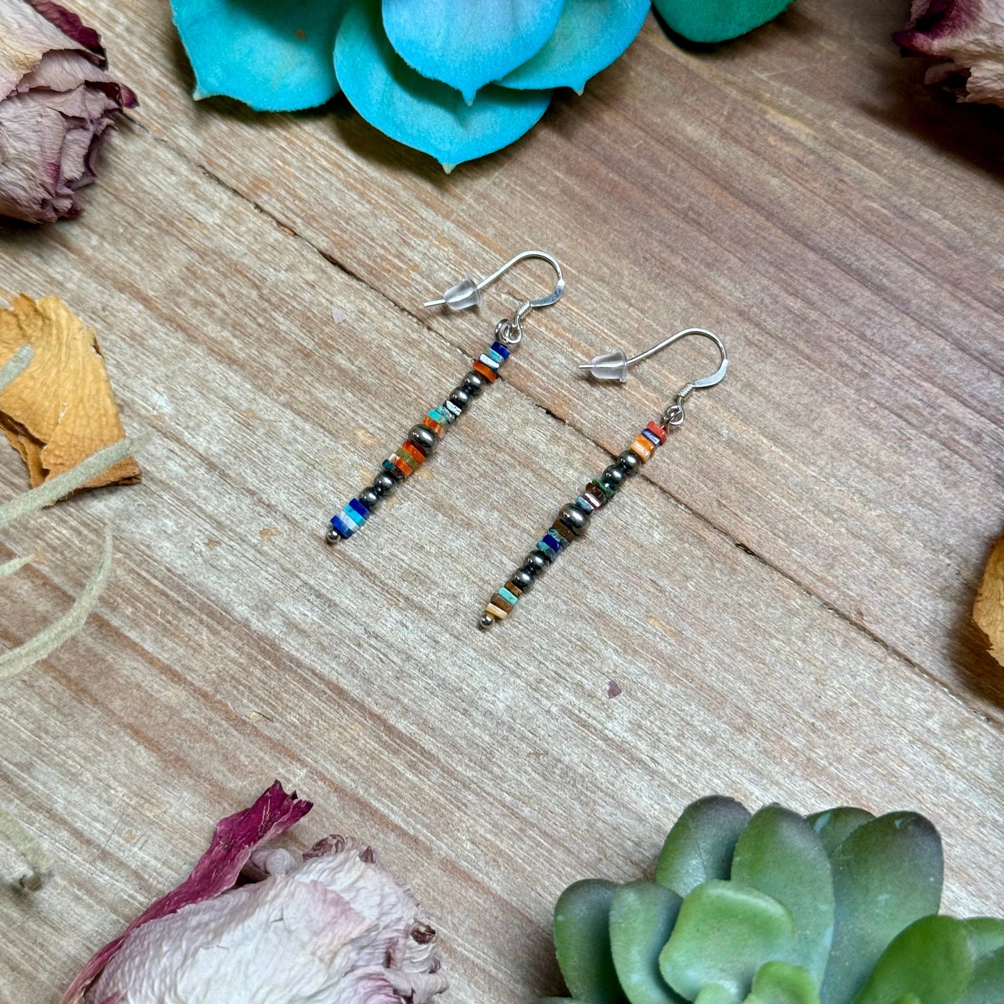 Mixed Stone Cube Earrings