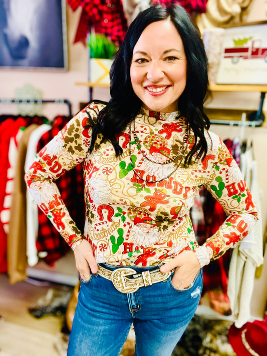 Howdy Holiday Mesh Top