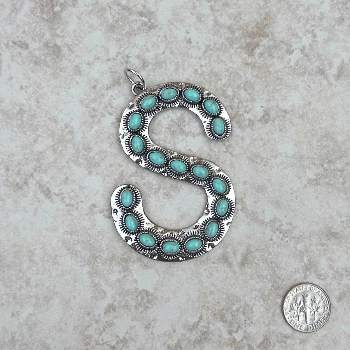 Western Faux Turquoise Initial Pendant