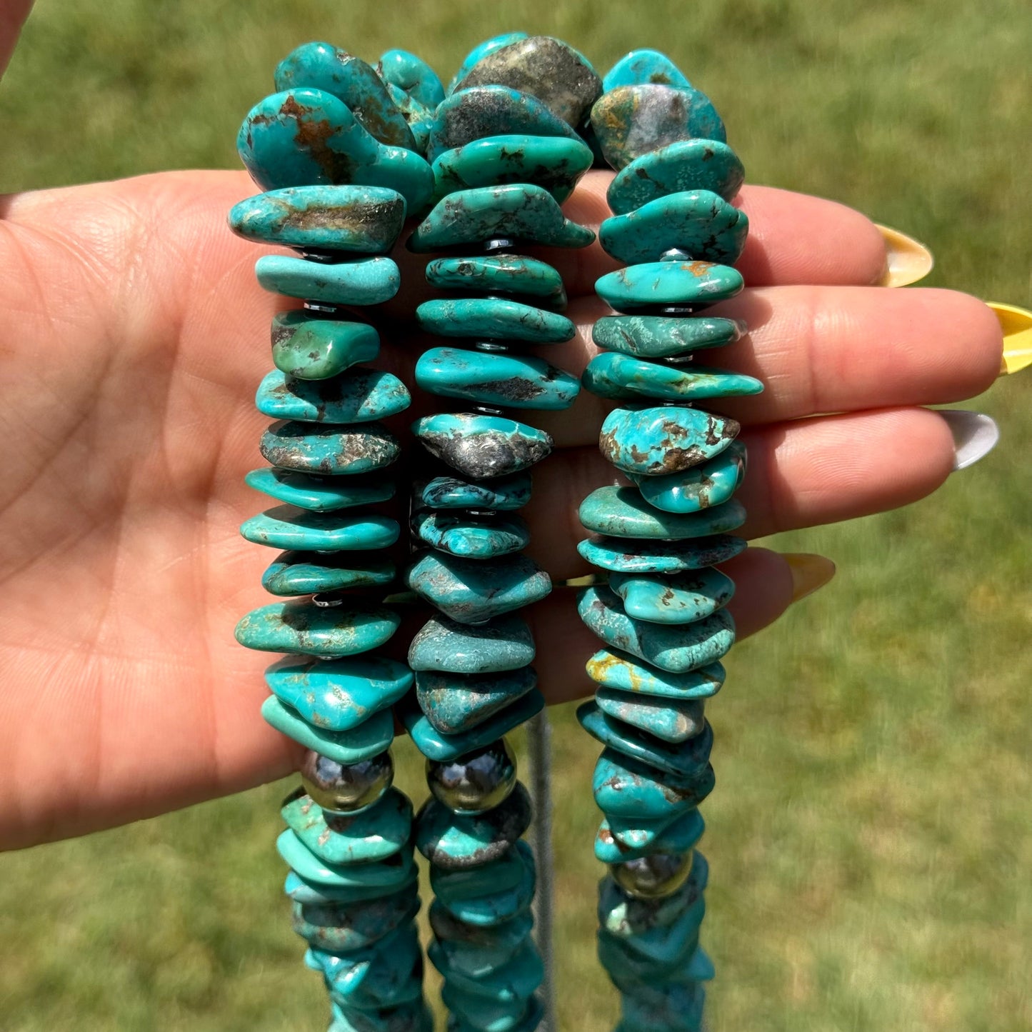 26 inch Graduated Blue Turquoise Statement Necklace