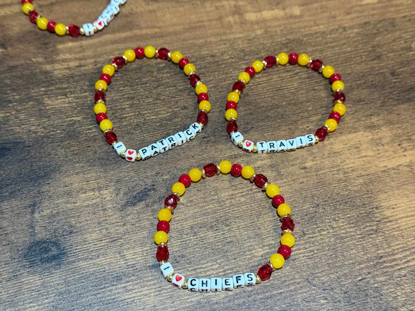 KC Red and Yellow Stretch Beaded Bracelet