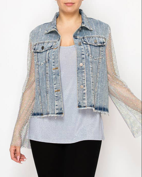 Rhinestone Gypsy Groove Denim Jacket - Denim Jacket