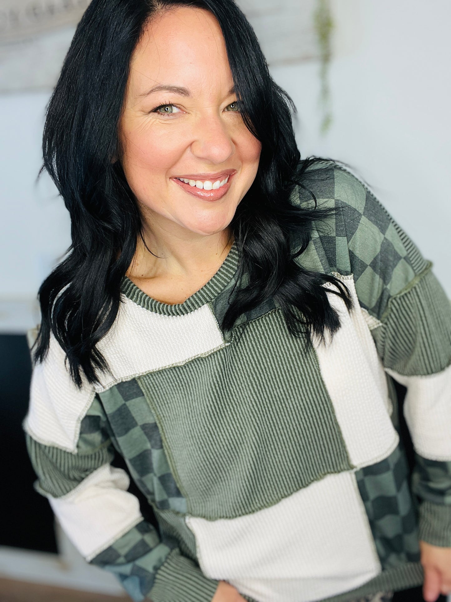 Patch & Check Ribbed Top