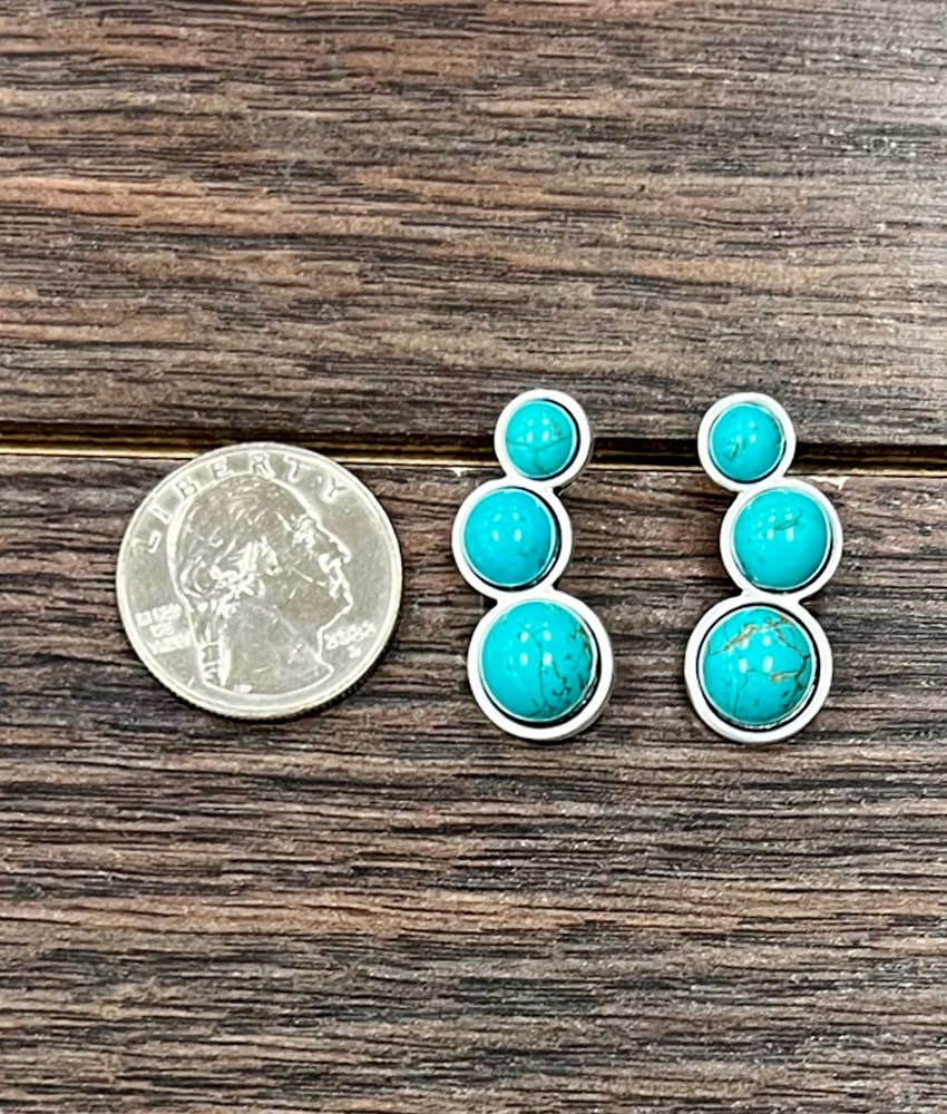 1.4" Western Turquoise Stud Earrings