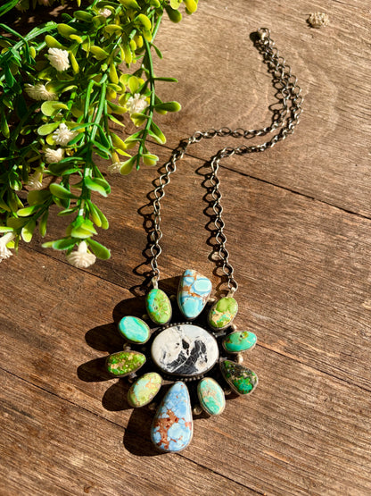 Multi Stone Mega Cluster Necklace