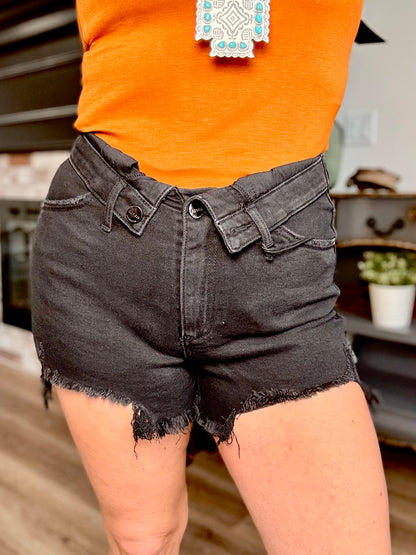 Texas Fold'em Black Denim Shorts