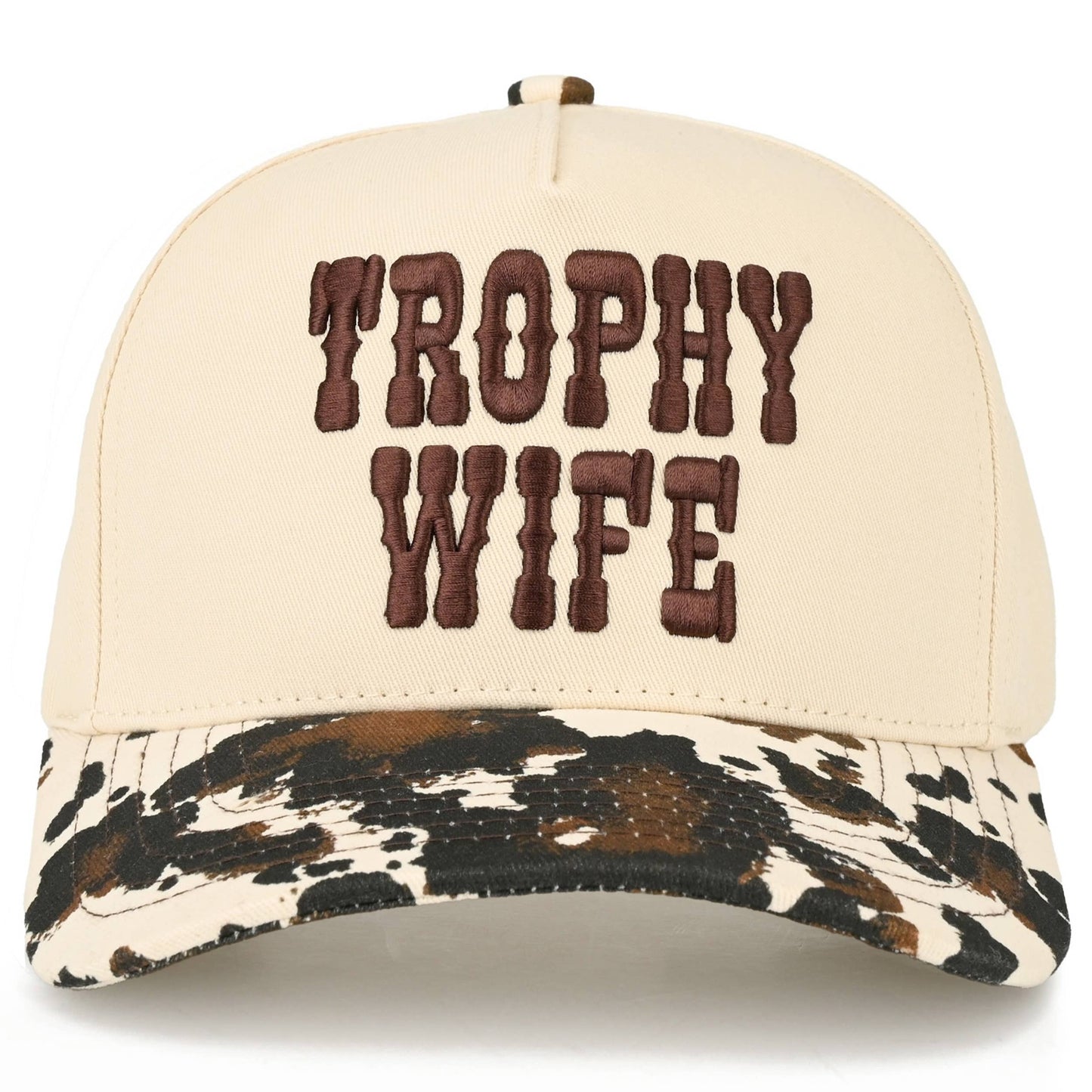Trophy Wife Embroidered Cow Print Trucker Hat