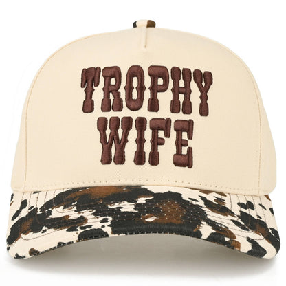 Trophy Wife Embroidered Cow Print Trucker Hat