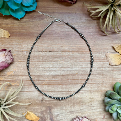 16 inch Graduated Sterling Silver Pearl Necklace