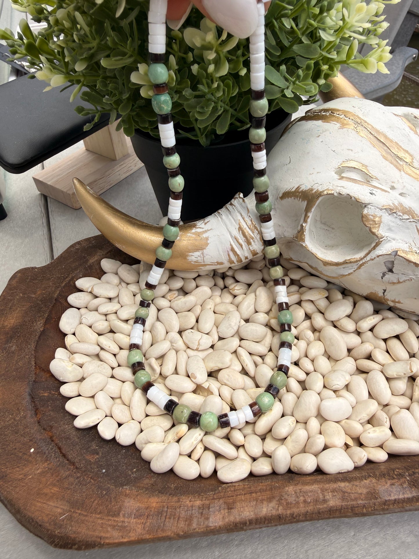 Kimberly Tom - 16" Turquoise + White Bead Necklace