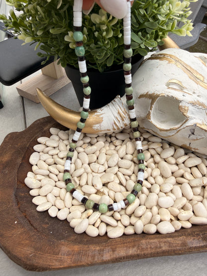Kimberly Tom - 16" Turquoise + White Bead Necklace