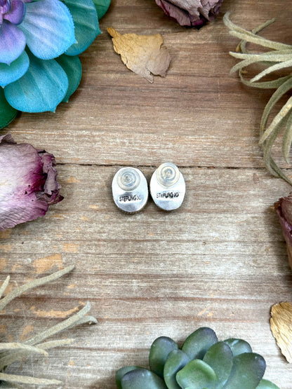 Sterling Silver Rising Phoenix Turquoise Stud Earrings – Handmade by Artist Jason Ogg