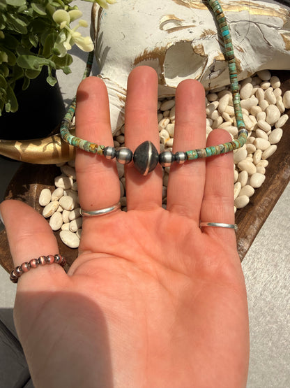 Native - 18" Turquoise + Sterling Pearl Necklace