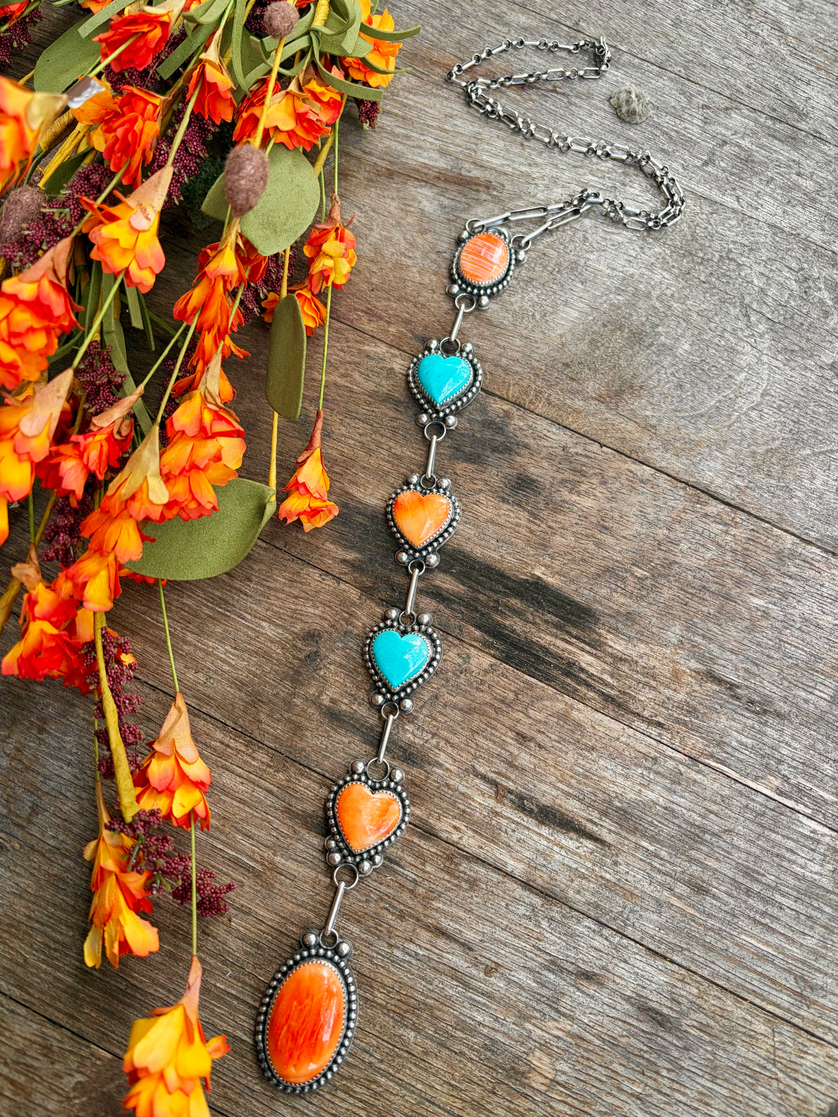 Ty Etsitty Falling Heart Lariat Necklace