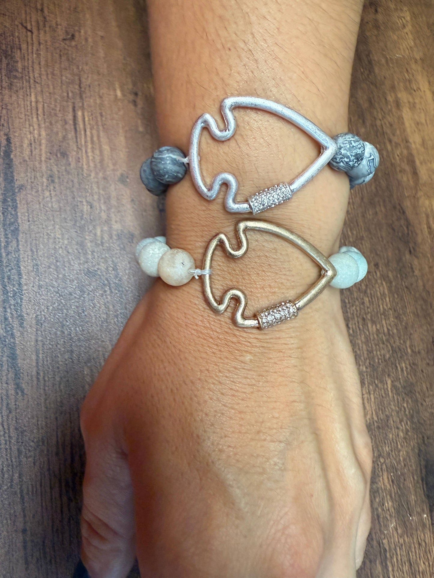 Bling Arrowhead Chunky Stone Stretch Bracelet