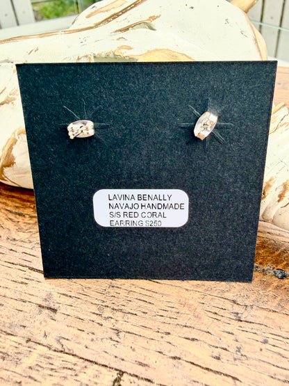 Lavina Benally - Concho Coral Earrings
