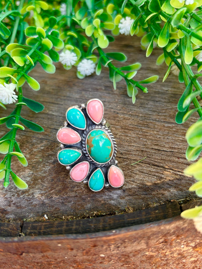 Marcella James Conch & Kingman Adjustable Ring