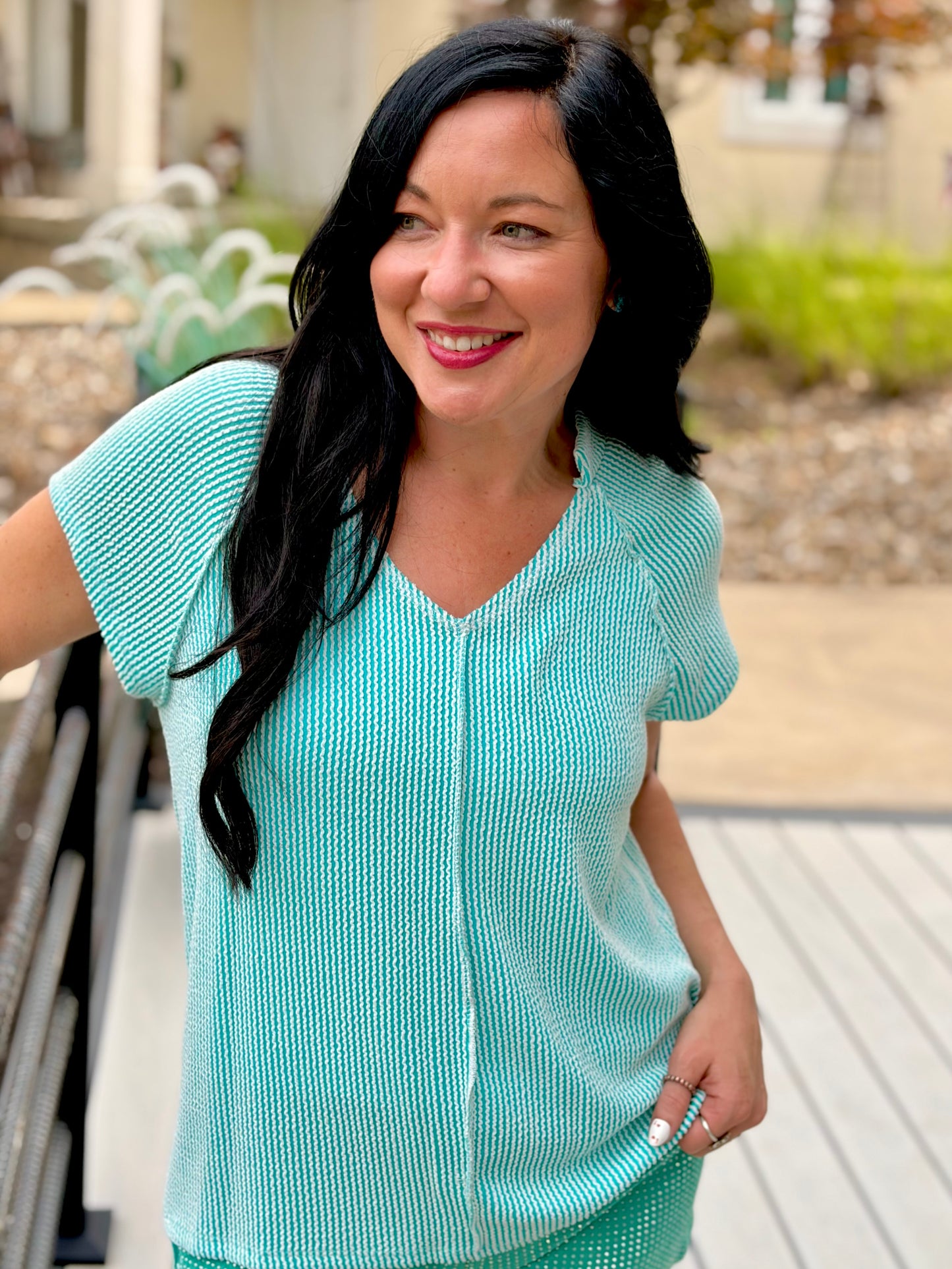 Turquoise in Style Ribbed Top