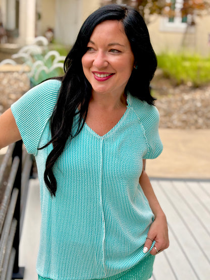Turquoise in Style Ribbed Top