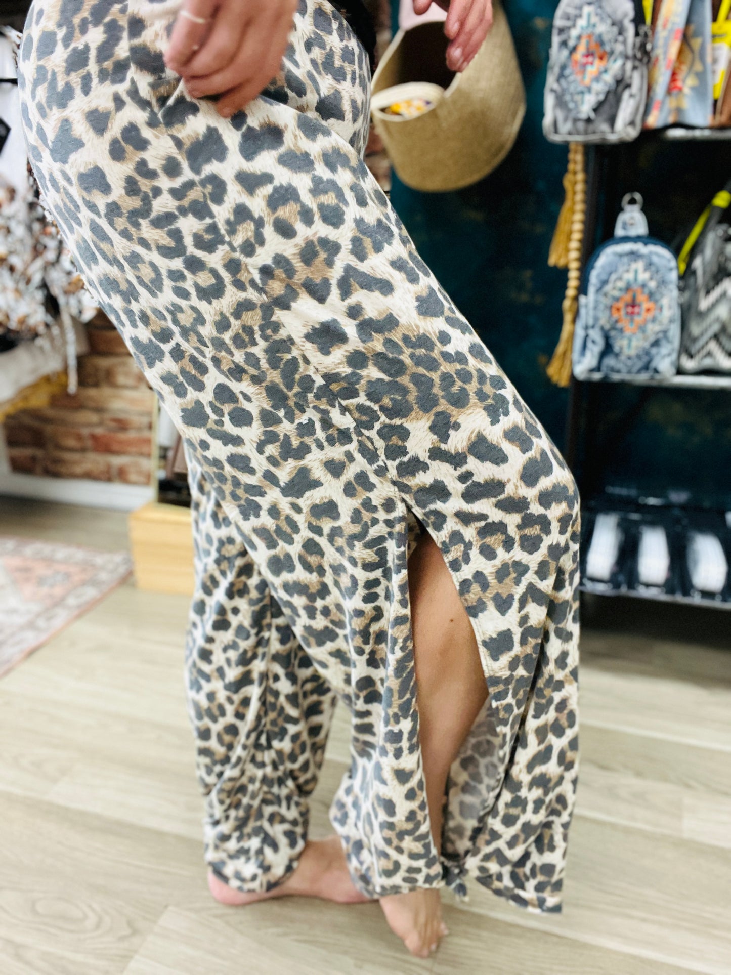Boho Leopard Side Ankle Pant