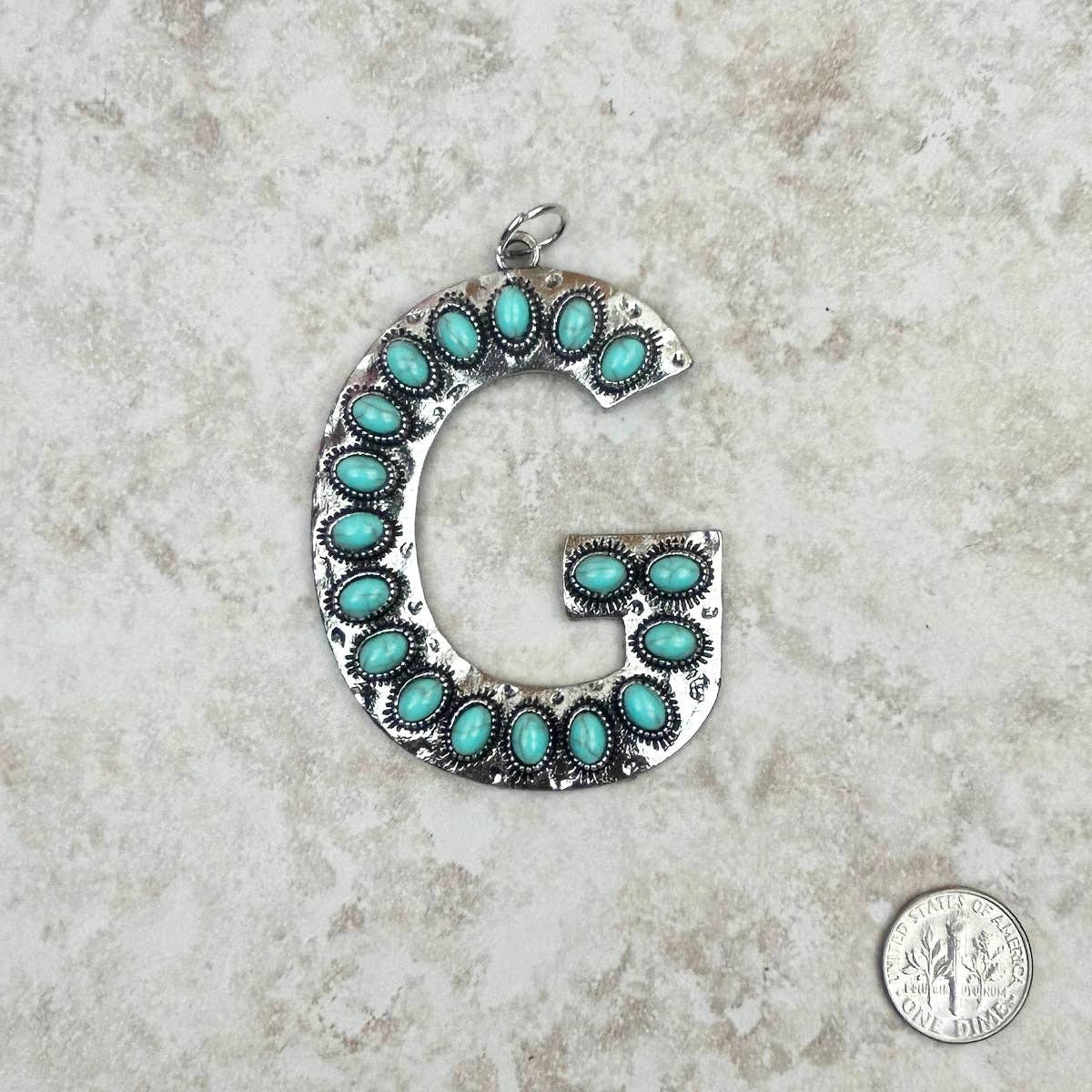 Western Faux Turquoise Initial Pendant