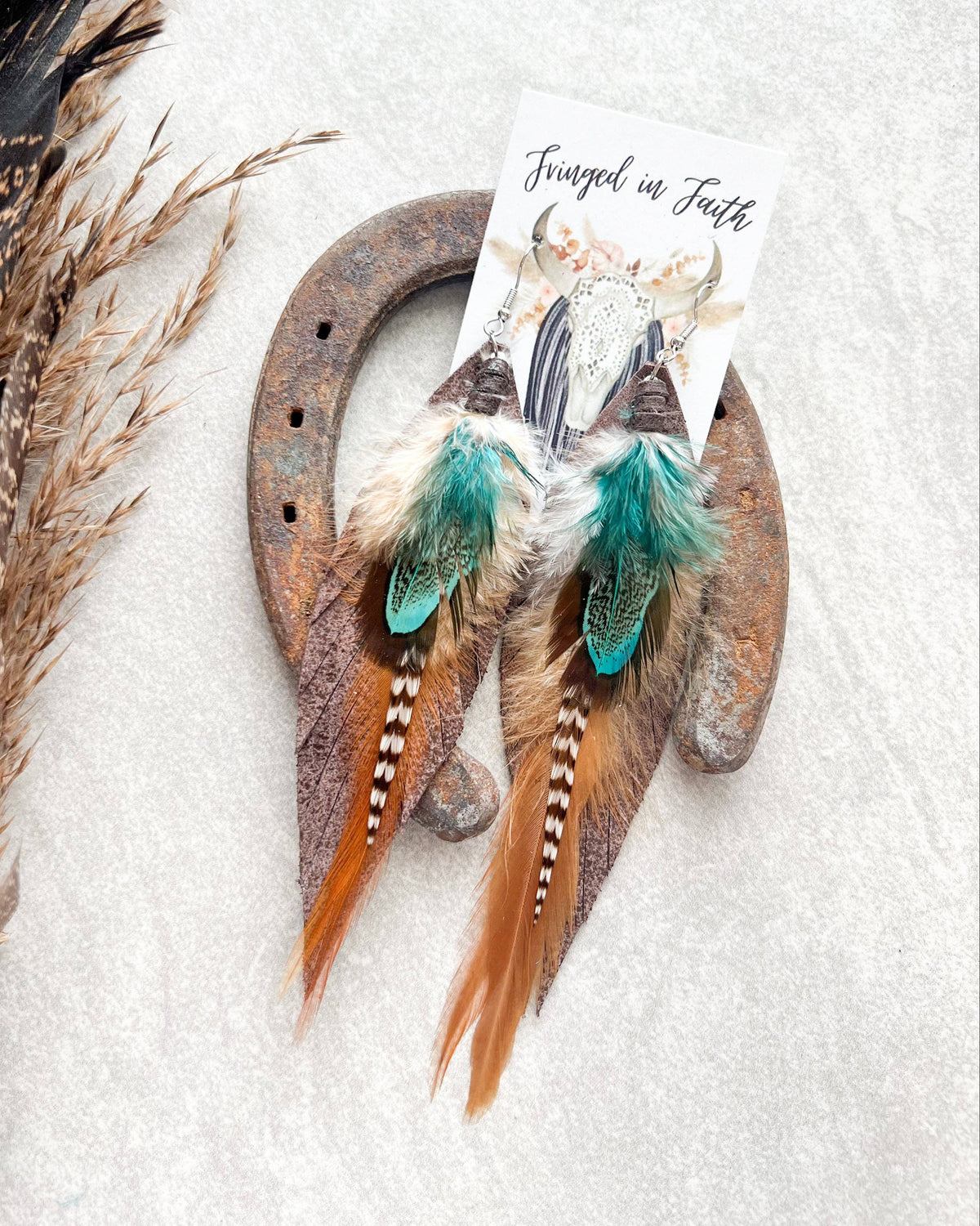 Kalispell Fringe Feather Earrings | Brown