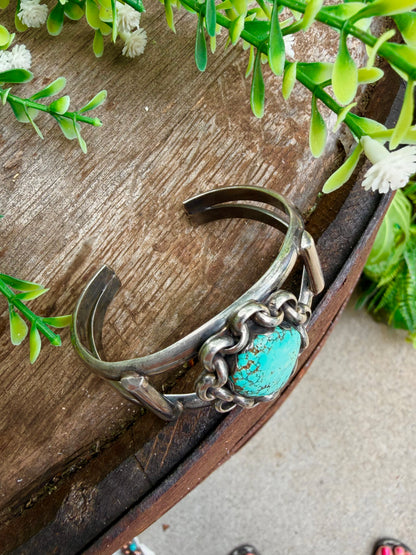 Nevada Turquoise Chain Cuff Bracelet