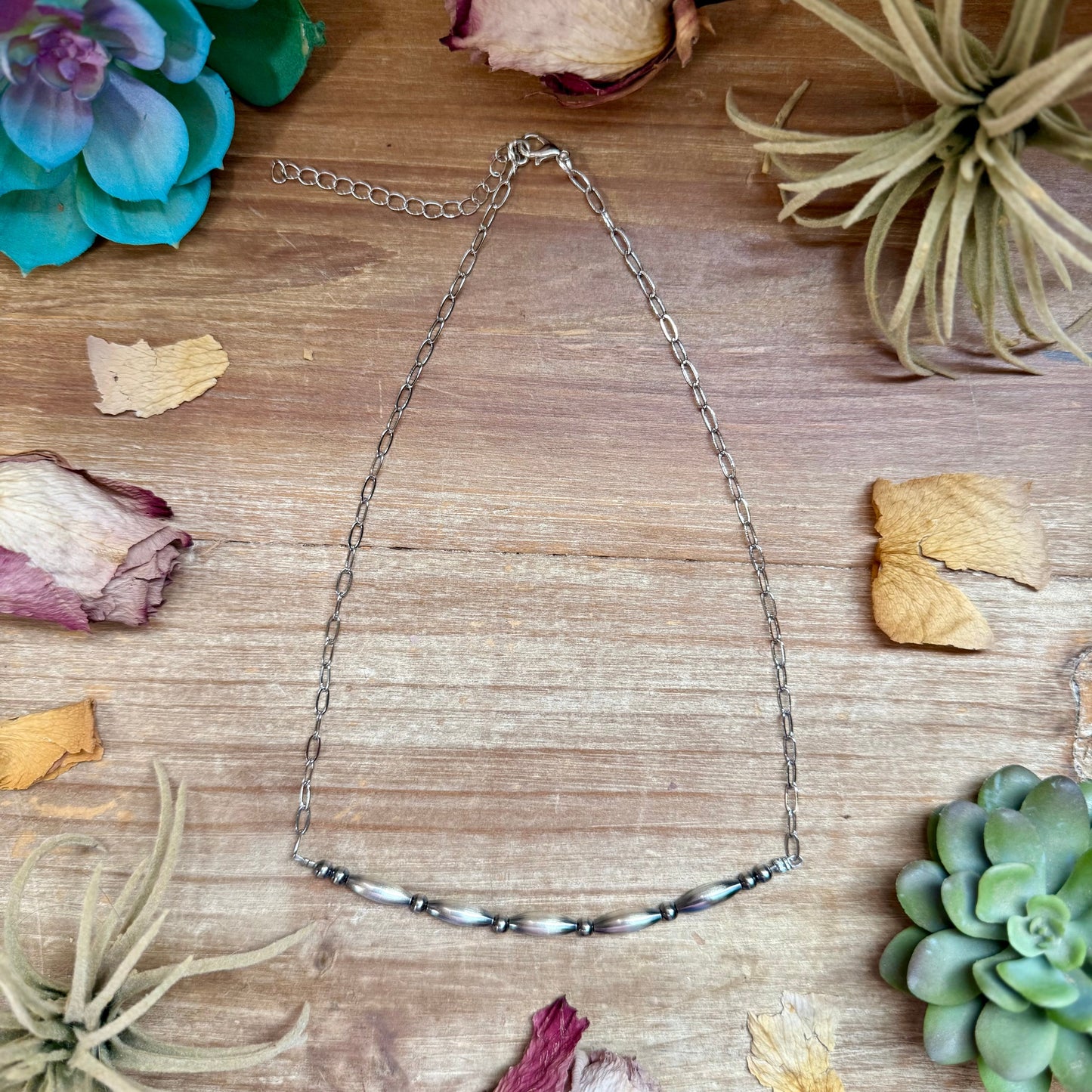 Sterling Silver Pearl & Torpedo Paperclip Necklace