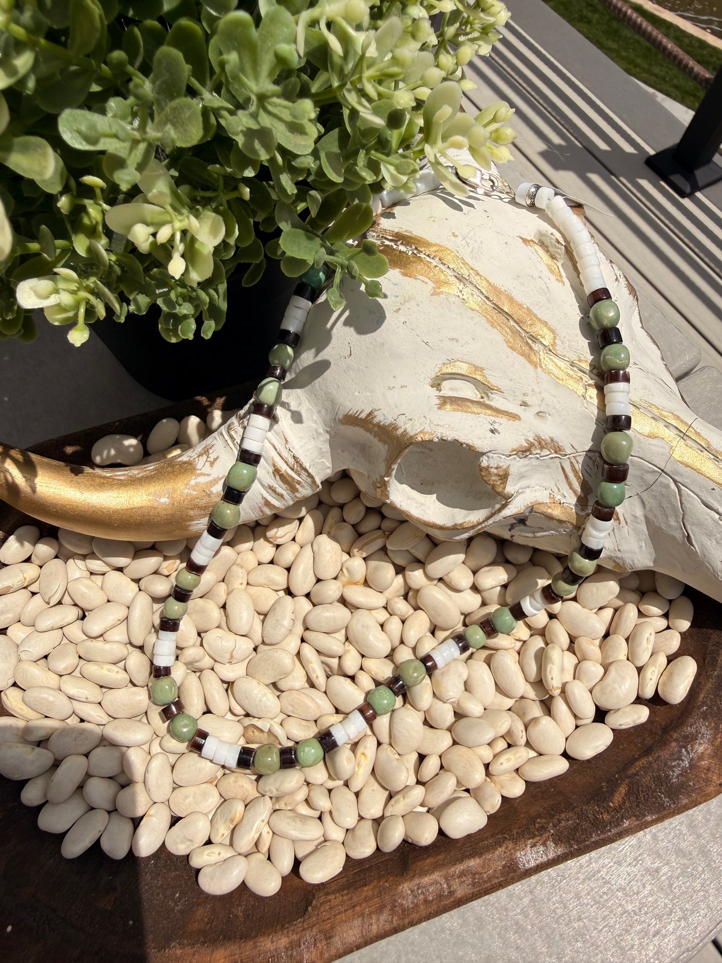 Kimberly Tom - 16" Turquoise + White Bead Necklace