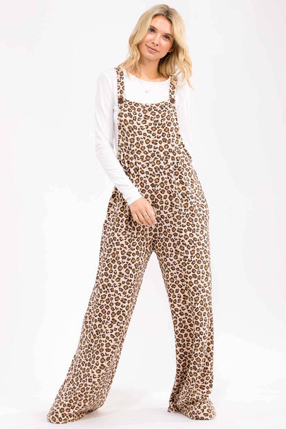 Lucy Leopard Wide Leg Overalls