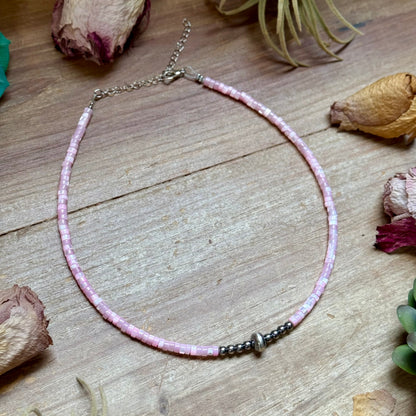 Pink Shell Heishi Necklace  – 15"