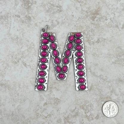 Western Faux Turquoise Initial Pendant
