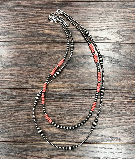 36" High Cotton Bead Necklace