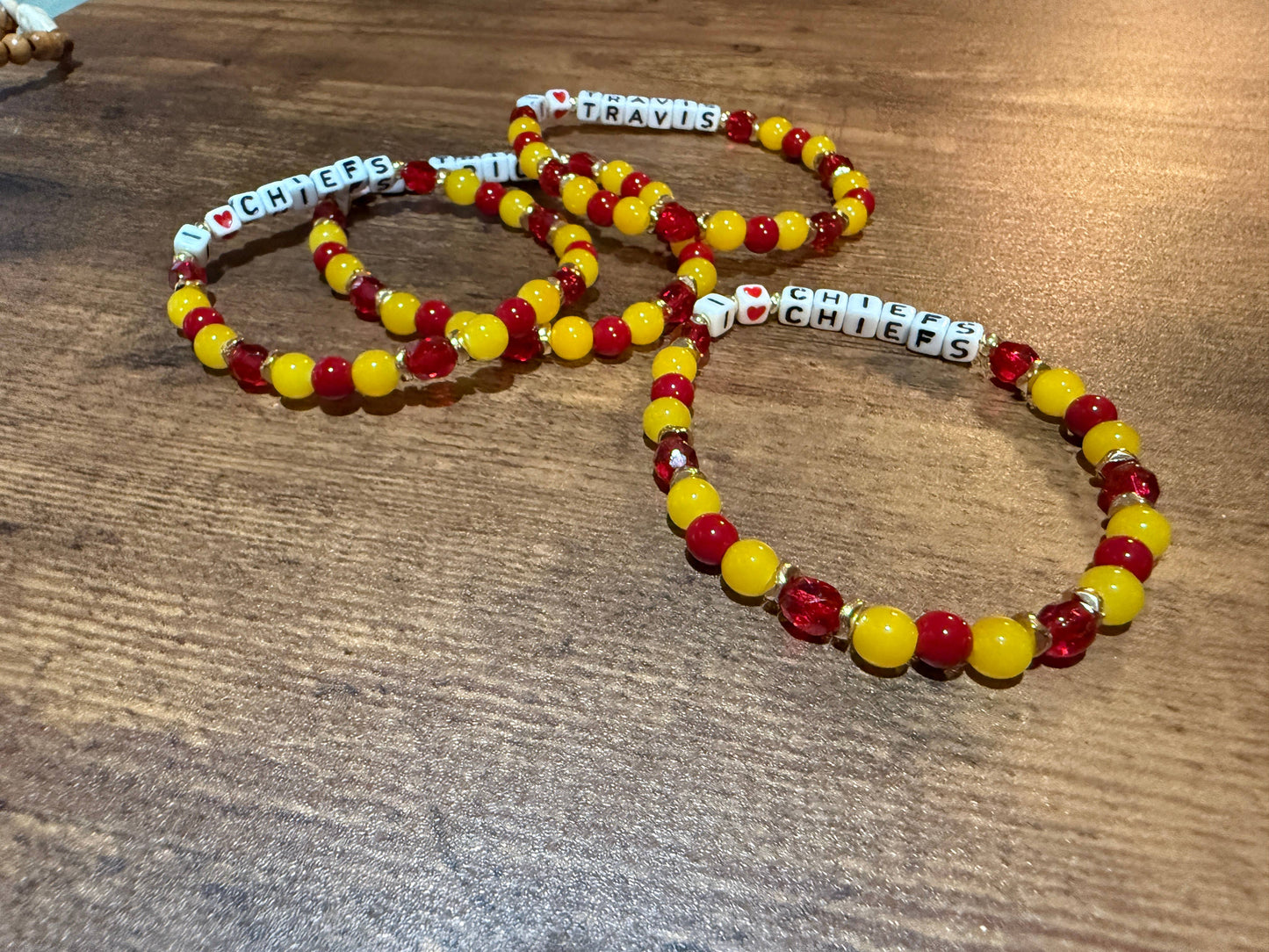 KC Red and Yellow Stretch Beaded Bracelet