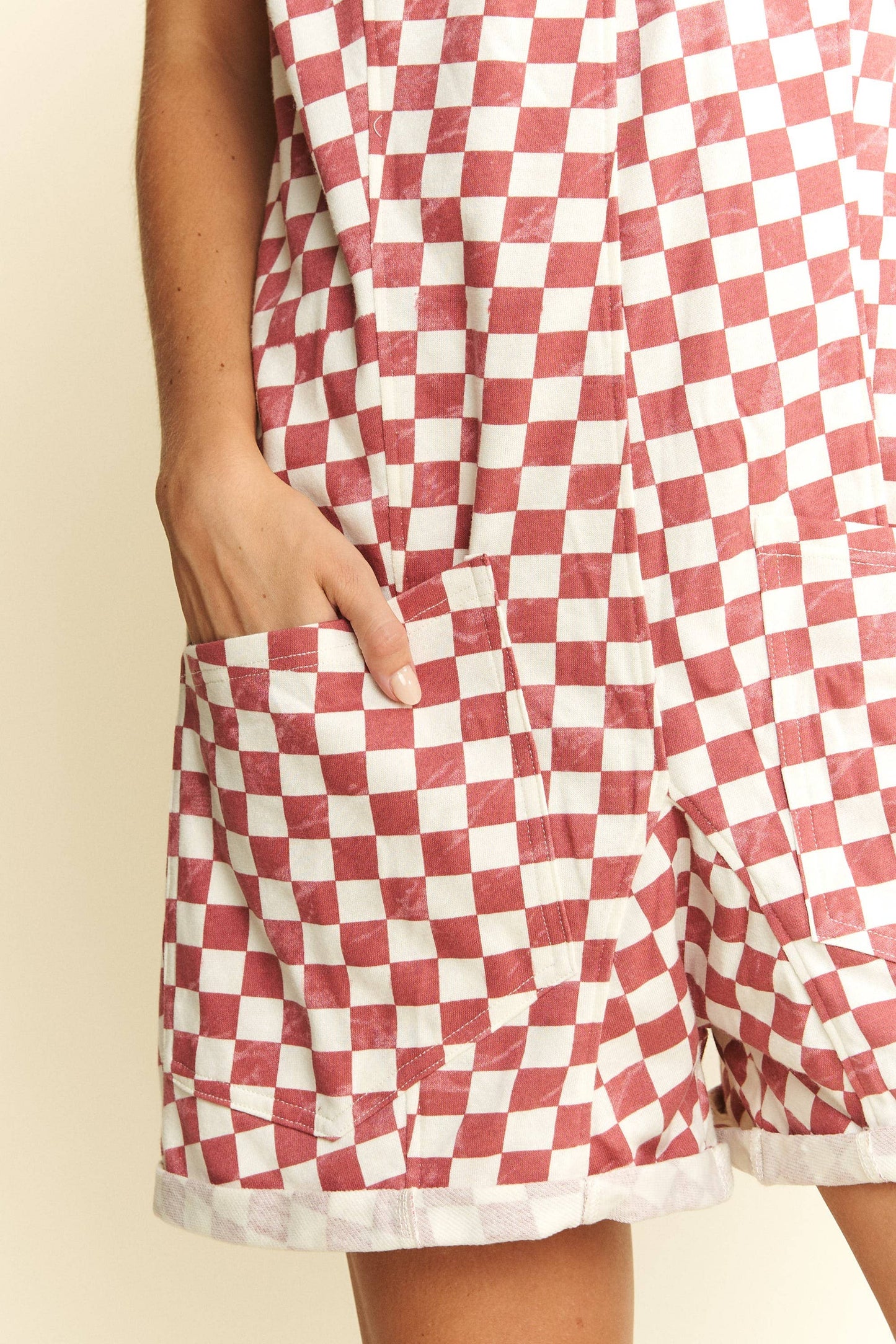 CHECKERD PRINT SHORTS ROMPER