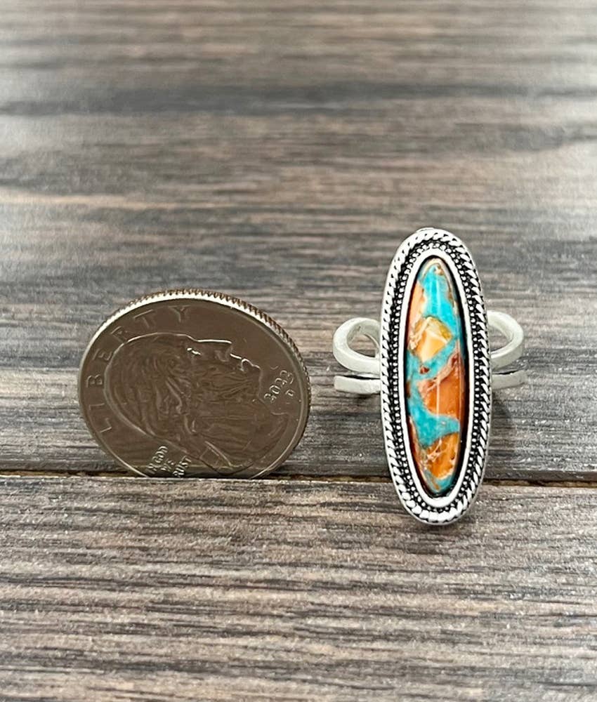 Spiny Gemstone Adjustable Ring