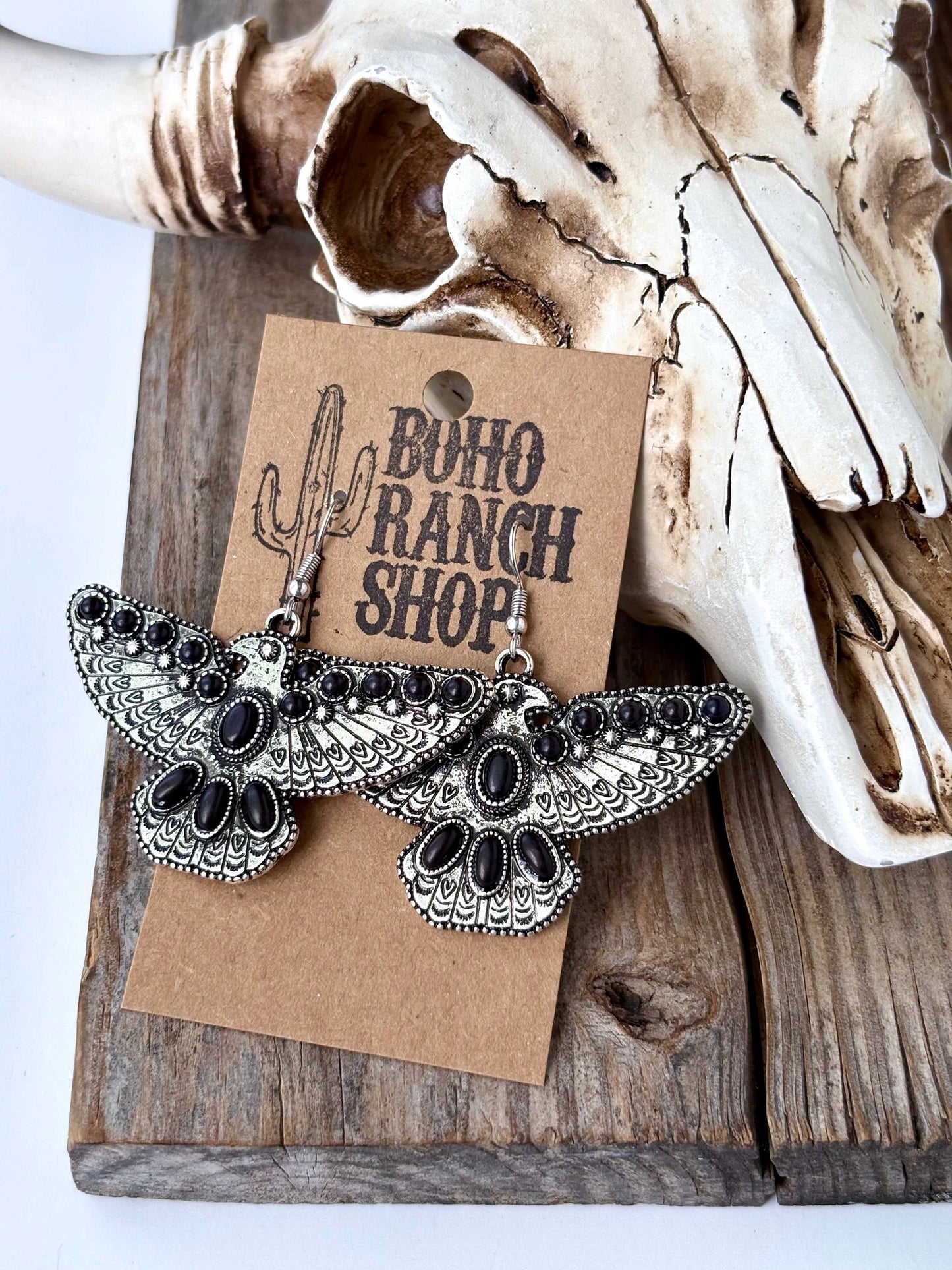 Western Thunderbird with Stone Drop Earrings