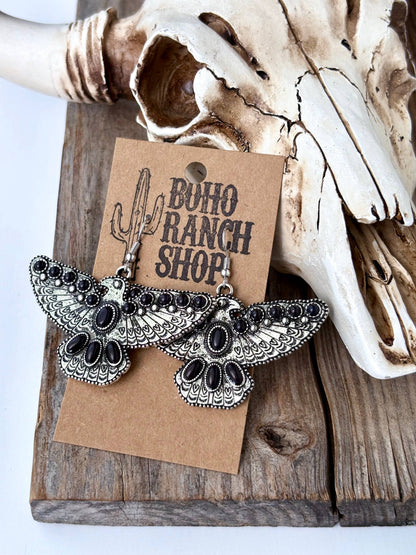 Western Thunderbird with Stone Drop Earrings