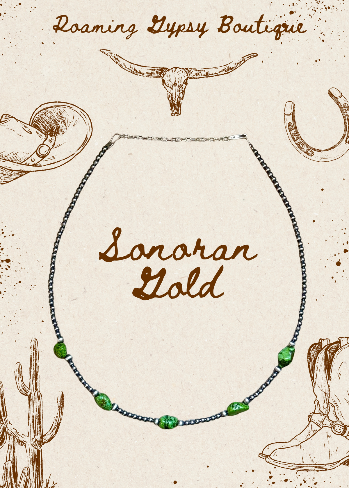 Green Nugget Turquoise & Sterling Silver Pearl Necklace